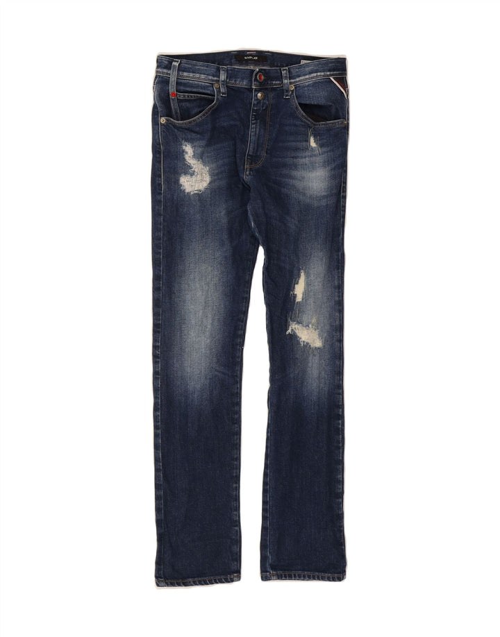 REPLAY Womens Distressed Slim Jeans W26 L28 Blue Vintage Replay and Second-Hand Replay from Messina Hembry 
