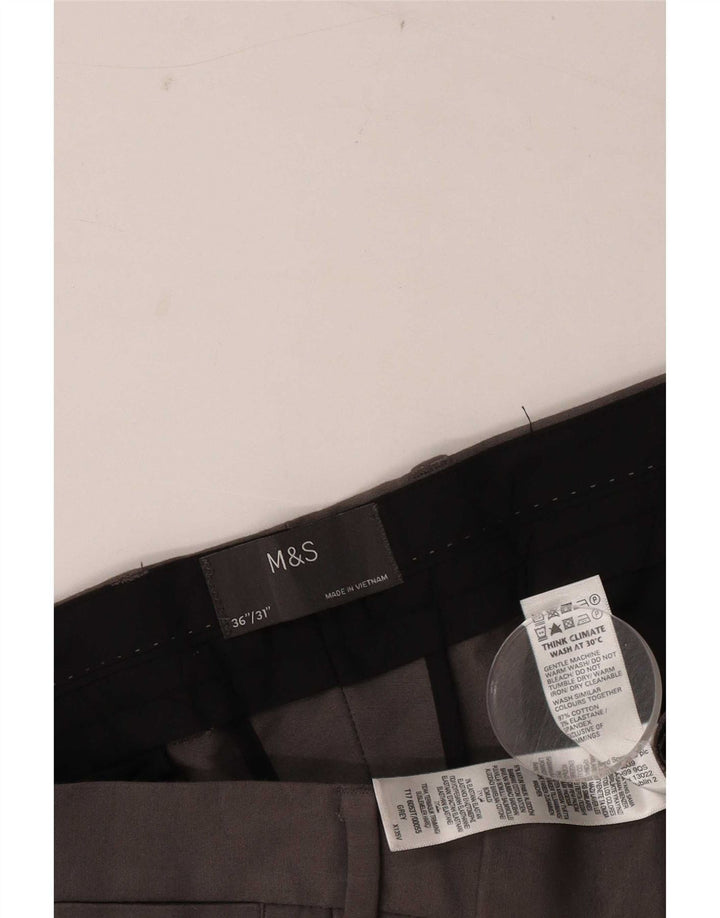 Marks & Spencer Pantaloni de costum slim pentru bărbați W36 L31 bumbac gri