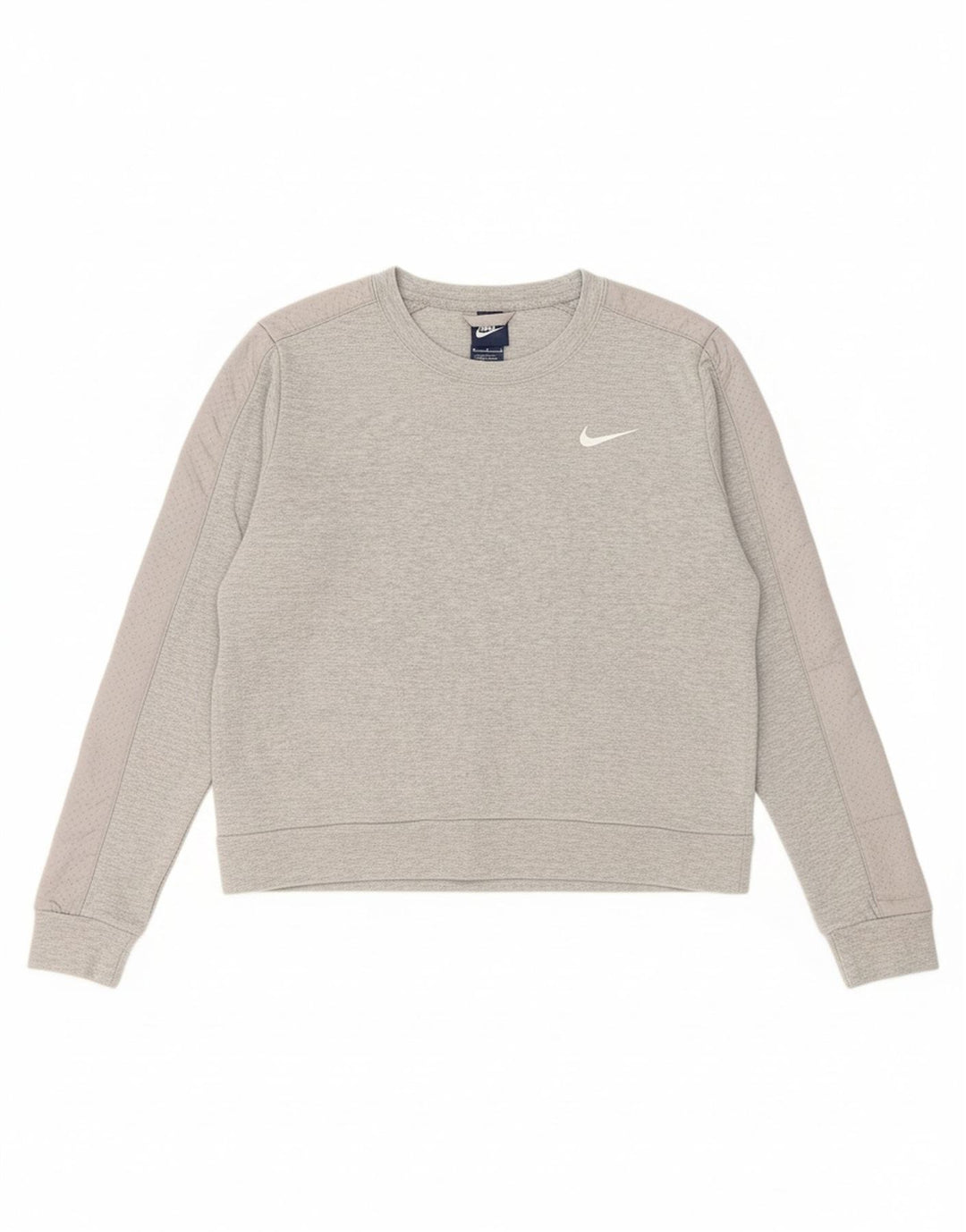 NIKE Womens Sweatshirt Jumper UK 14 Medium Grey Cotton