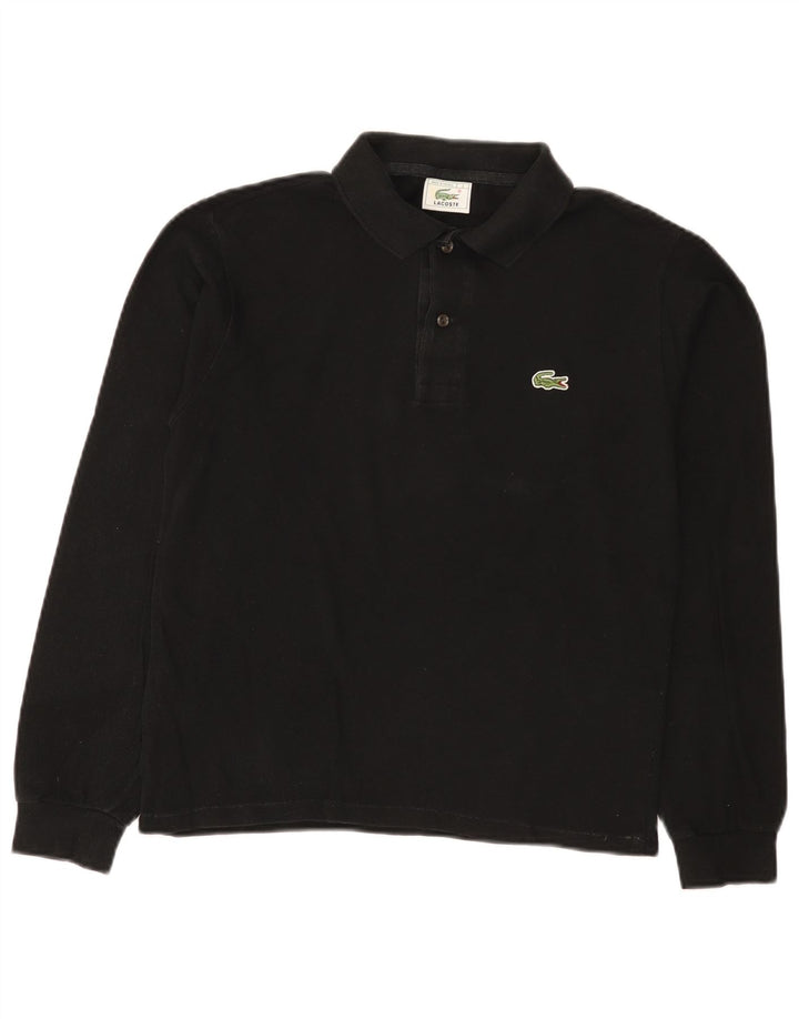 Tricou polo pentru bărbați cu mânecă lungă Lacoste Mărimea 3 Mic Negru