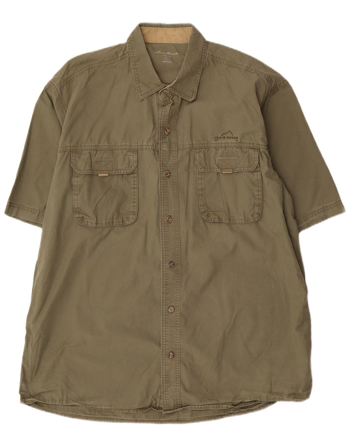 EDDIE BAUER Cămașă cu mânecă scurtă pentru bărbați, bumbac kaki mare