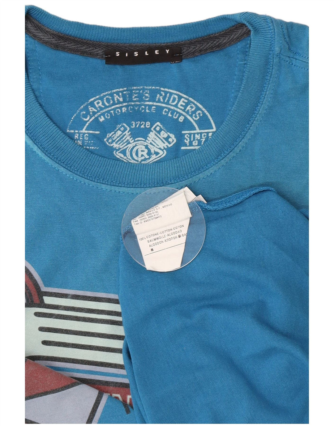 Tricou grafic Sisley pentru bărbați Top mic, albastru, bumbac