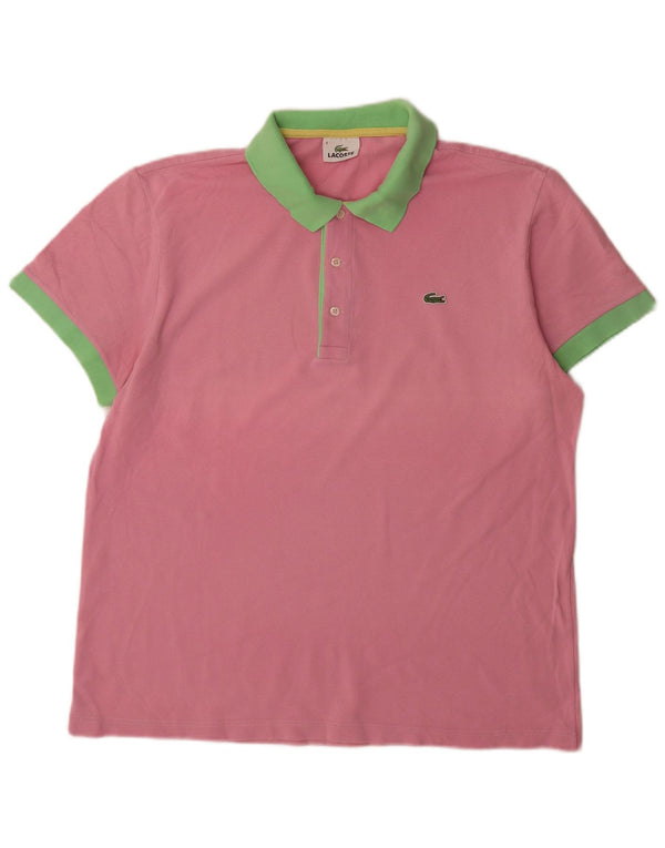 Tricou polo Lacoste Rugby pentru bărbați Mărimea 6 XL Bumbac color bloc roz
