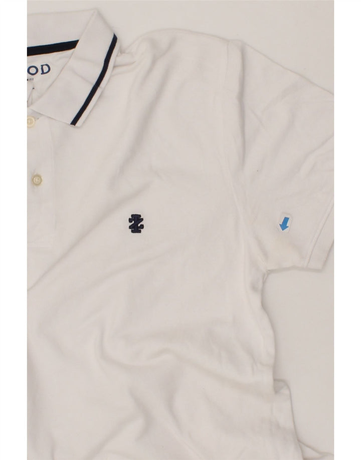 IZOD Mens Slim Fit Polo Shirt Medium White Cotton Vintage Izod and Second-Hand Izod from Messina Hembry 