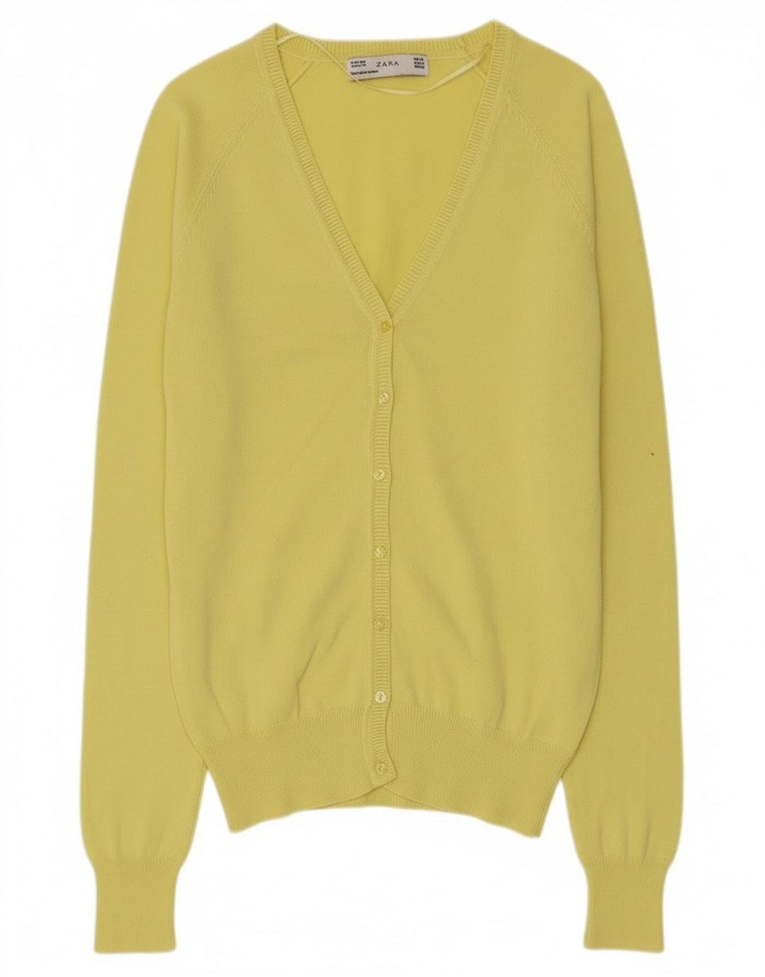 Pulover cardigan pentru femei Zara UK 12, bumbac galben mediu