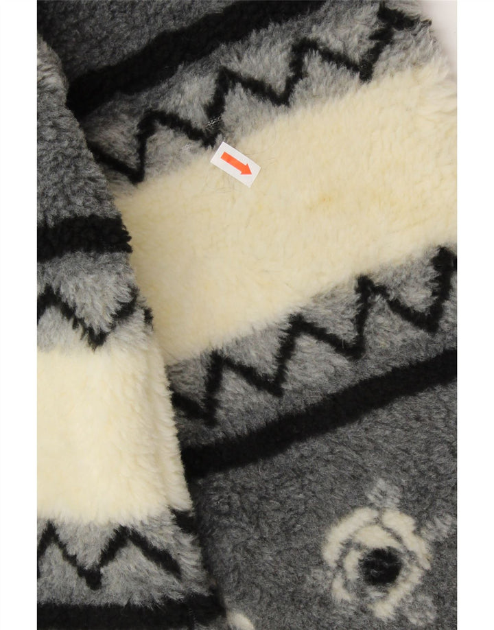 VINTAGE Jachetă Sherpa Windbreaker pentru femei UK 20/22 2XL Bej cu dungi