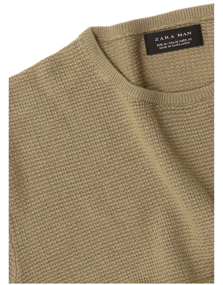 Pulover pentru bărbați Zara, cu gât crew, kaki mediu