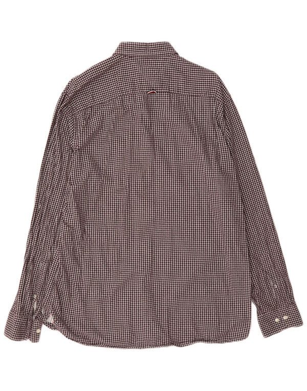Cămașă de flanel pentru bărbați Tommy Hilfiger XL, bumbac vichy burgundă