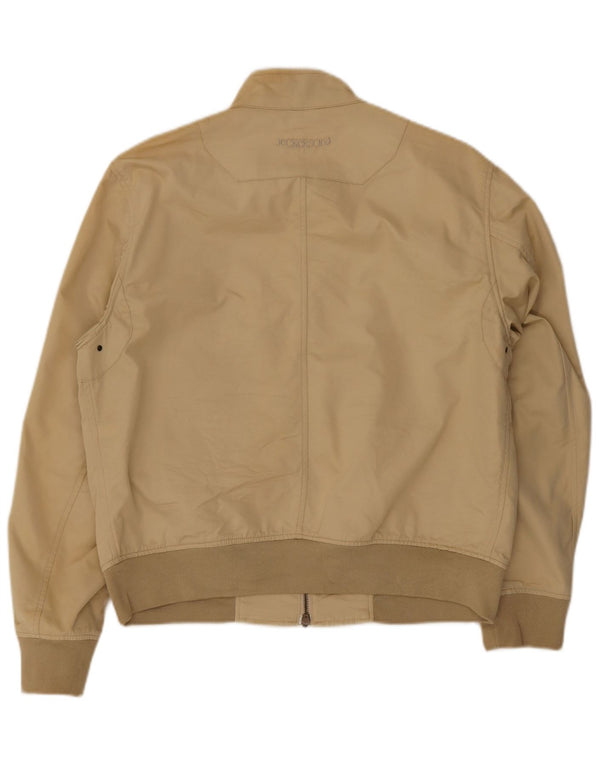 Jeckerson Mens Bomber Jacket UK 42 XL Beige Cotton