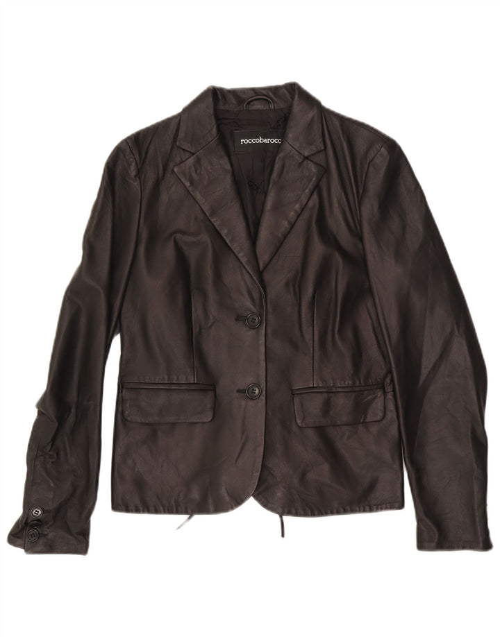 ROCCOBAROCCO Jachetă Blazer pentru Femei cu 2 Nasturi IT 42 Medium Piele Neagră