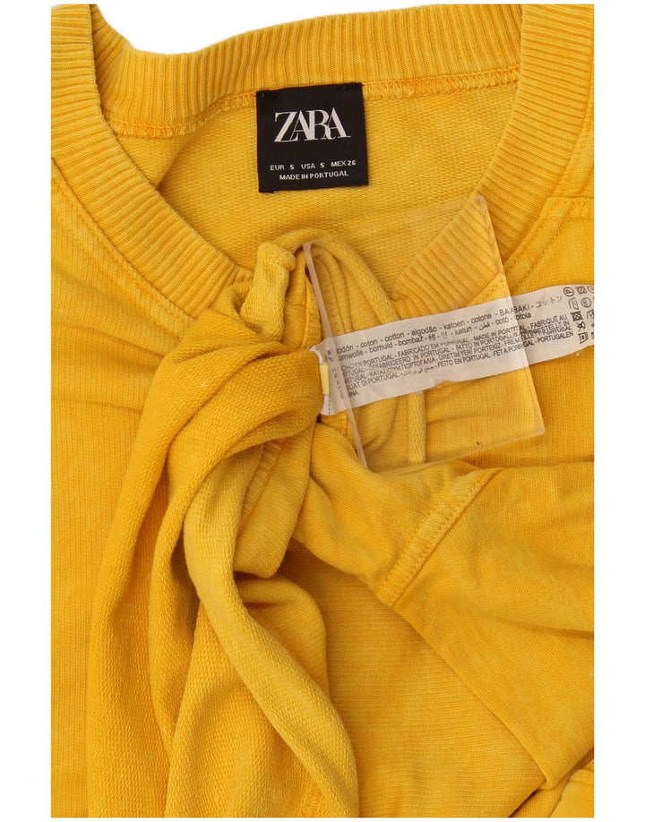 Pulover supradimensionat pentru femei Zara UK 10 Bumbac galben mic