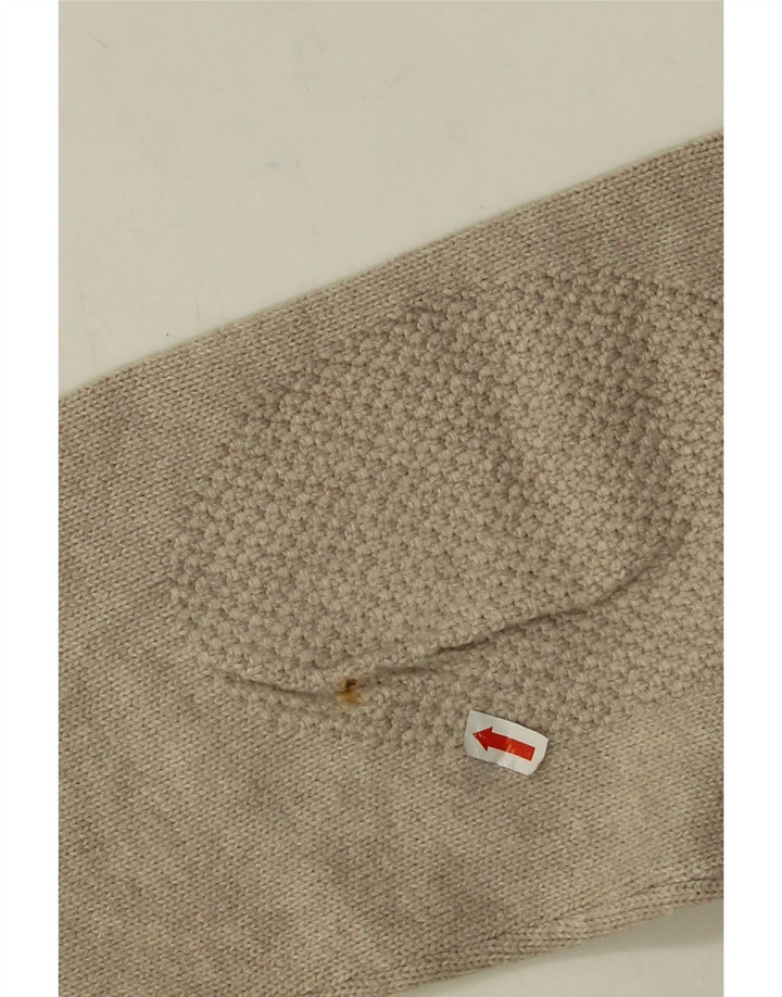 Massimo Dutti Pulover pentru bărbați cu gât șal, bumbac mare, bej