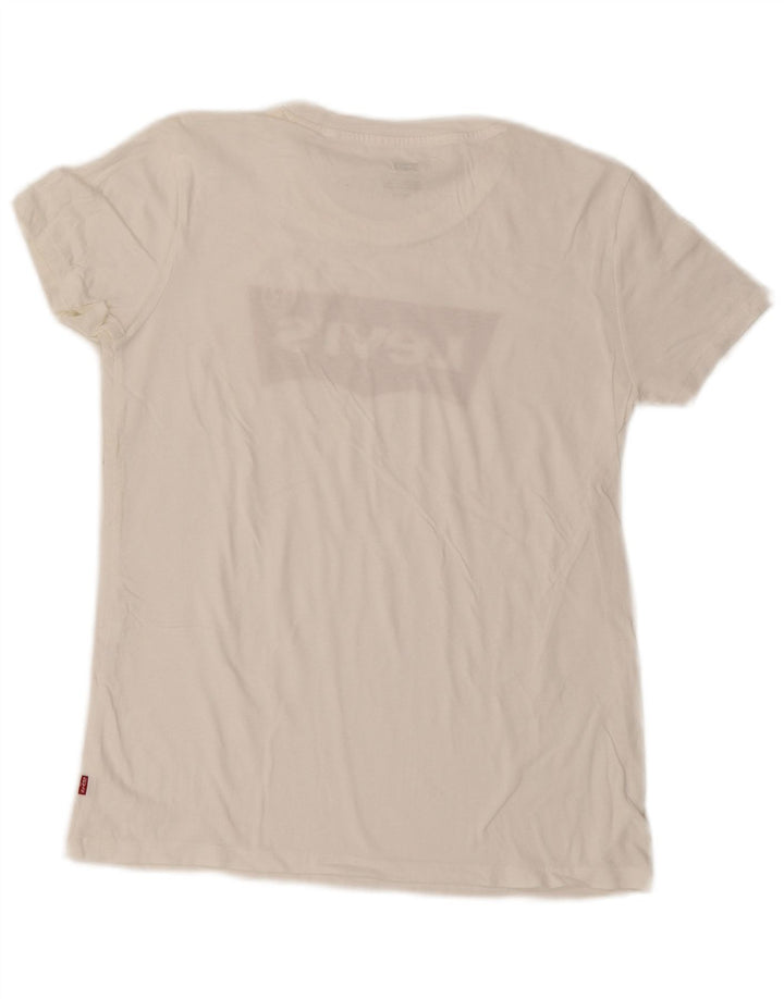 LEVI'S Womens Graphic T-Shirt Top UK 10 Small Off White