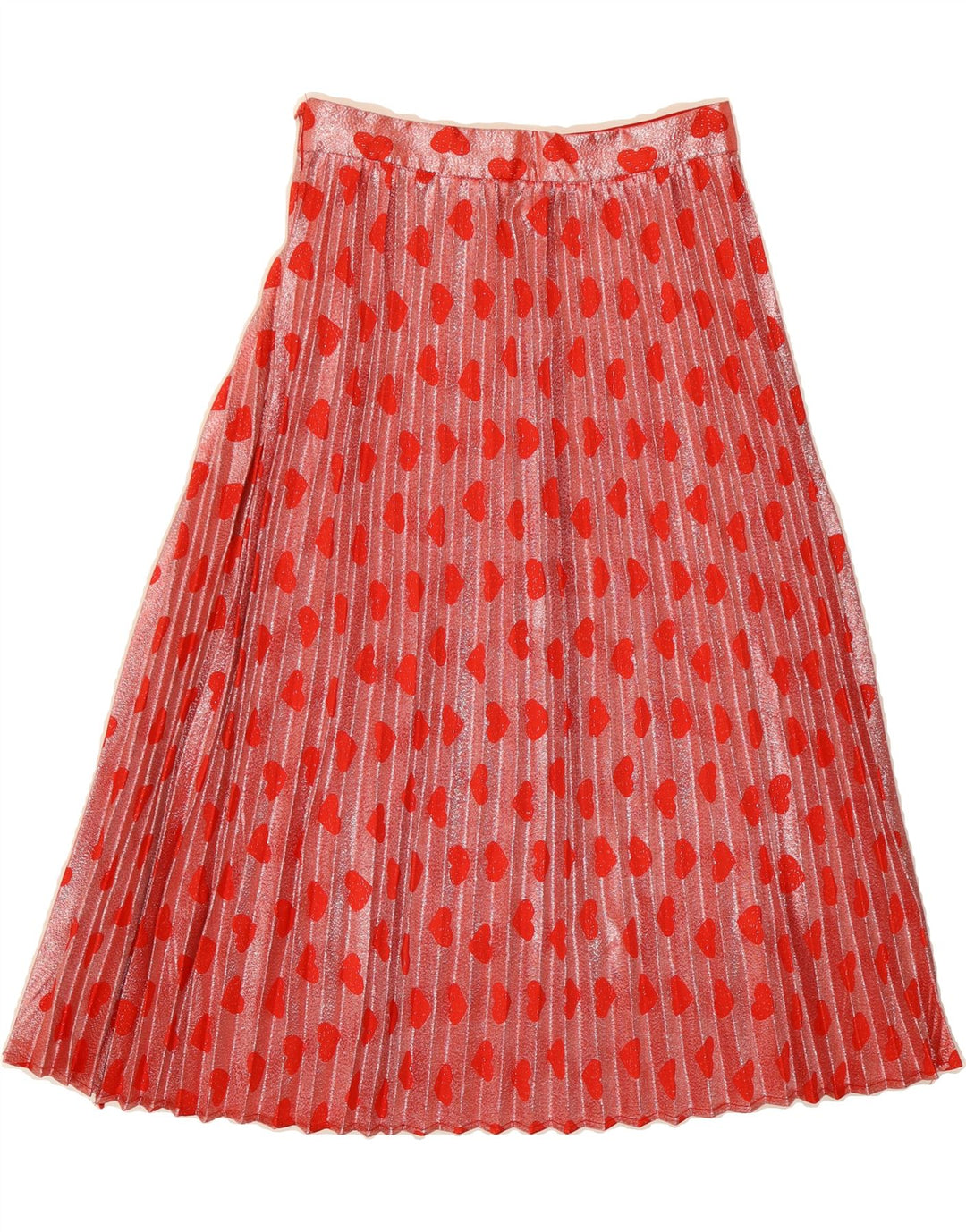 VINTAGE Womens Abstract Pattern Pleated Skirt Medium W27  Red Heart Vintage Vintage and Second-Hand Vintage from Messina Hembry 