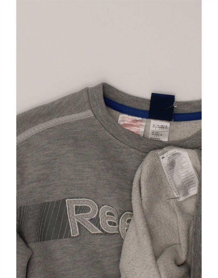 Pulover grafic Reebok pentru băieți 11-12 ani bumbac gri