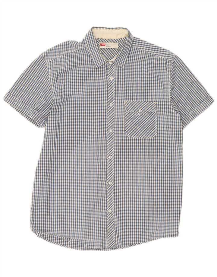 Cămașă Levi's pentru bărbați, cu mânecă scurtă, cu ajustare standard, mare, albastră, din bumbac