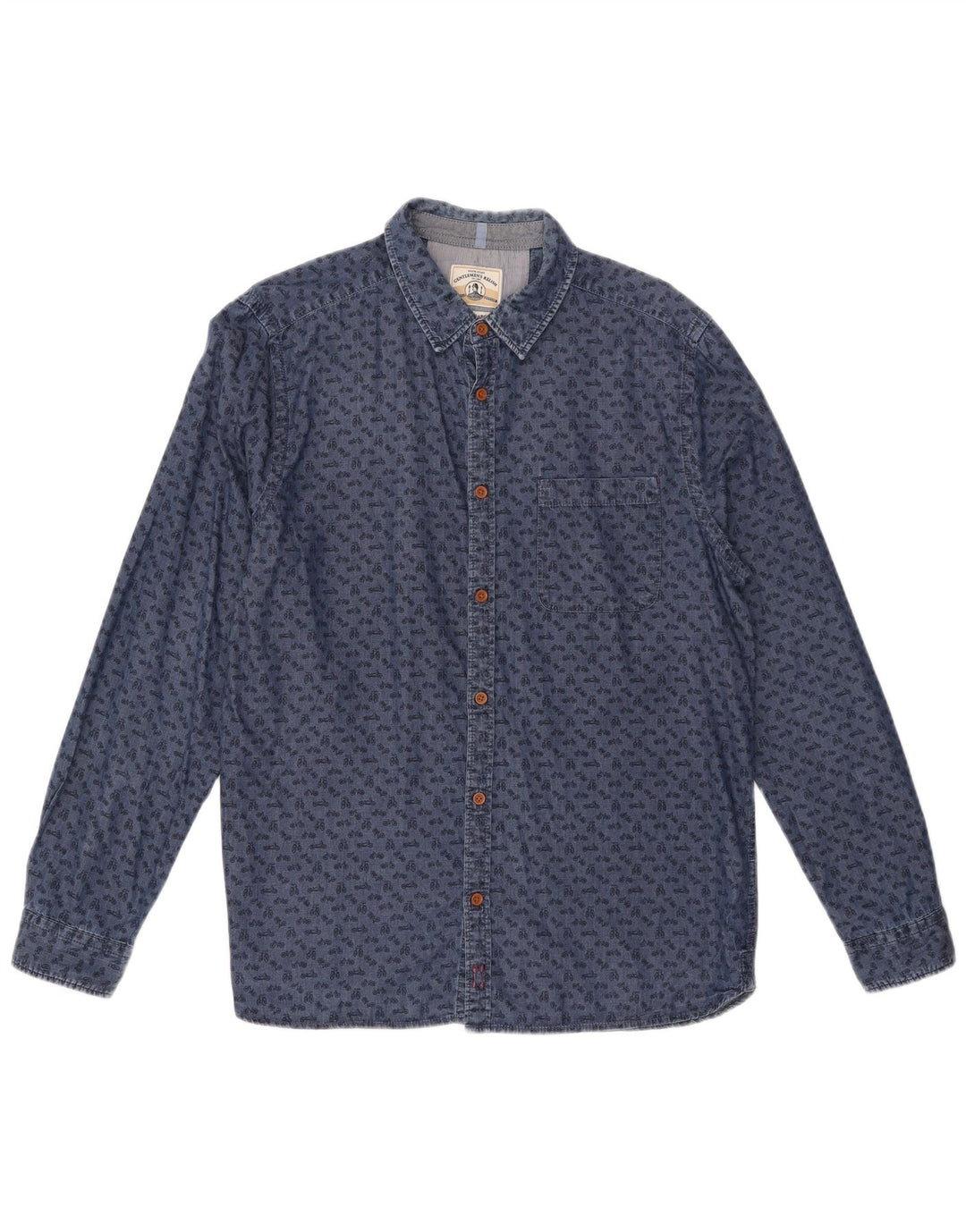 White Stuff Cămașă Slim Fit pentru bărbați cu model abstract din bumbac albastru mare