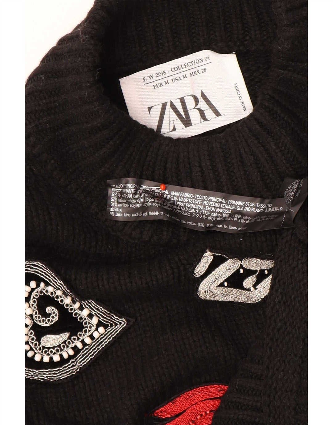 Pulover cu gât țestoasă pentru femei Zara UK 12 Medium Negru