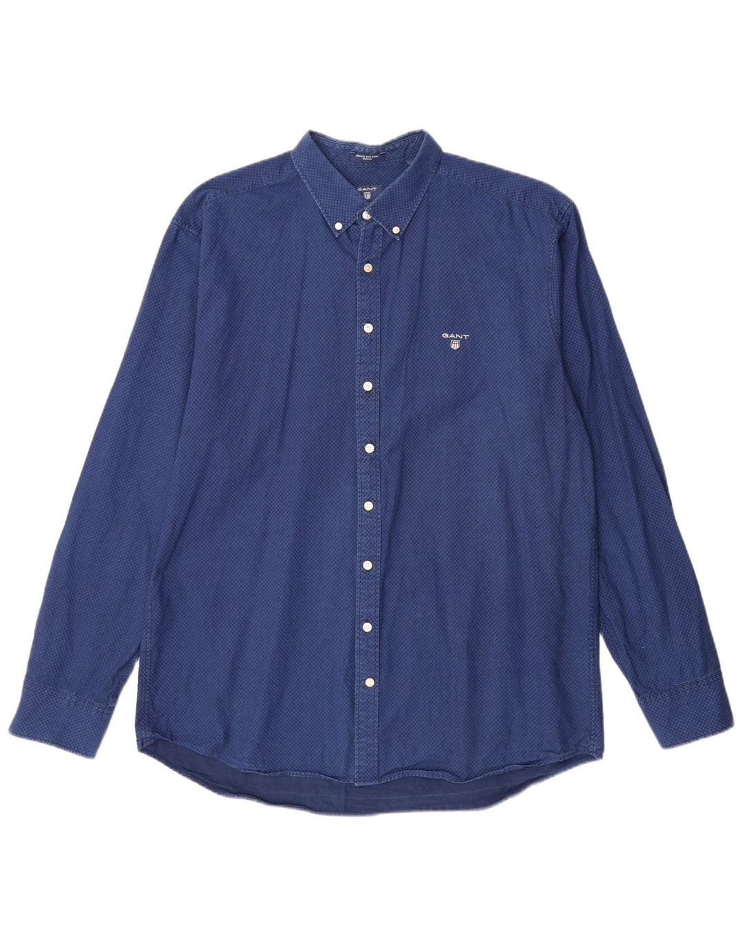 Cămașă GANT pentru bărbați, cu ajustare normală, mărimea 45/46 18 2XL, bumbac geometric, albastru