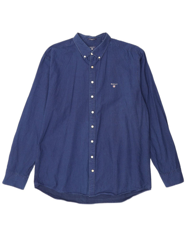 Cămașă GANT pentru bărbați, cu ajustare normală, mărimea 45/46 18 2XL, bumbac geometric, albastru