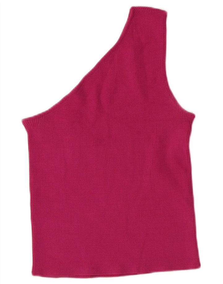 Top crop pentru femei ZARA cu un umăr UK 8 Small Pink Nylon