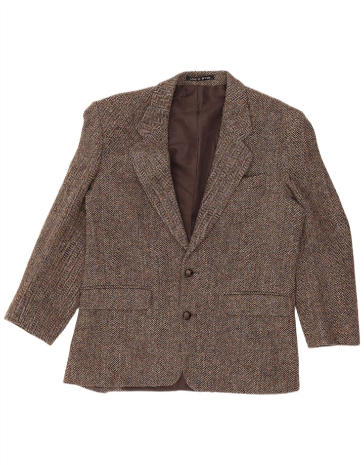 Jachetă pentru bărbați Harris Tweed, cu 2 nasturi, UK 40, lână mare, maro, în spinare