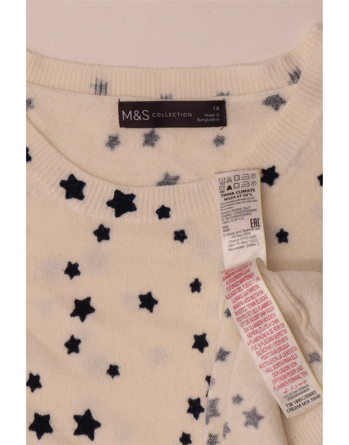 Pulover pentru femei Marks & Spencer cu gât de barcă UK 14 Large White