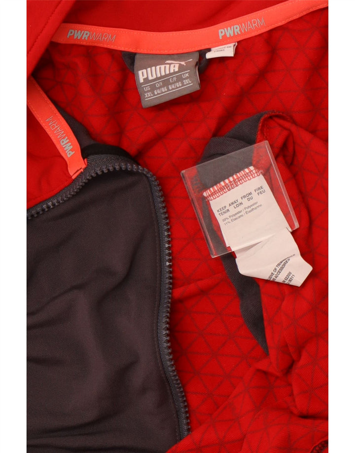 Trening PUMA pentru bărbați, cu fermoar și gât, cu pulover, 3XL, poliester color bloc, gri