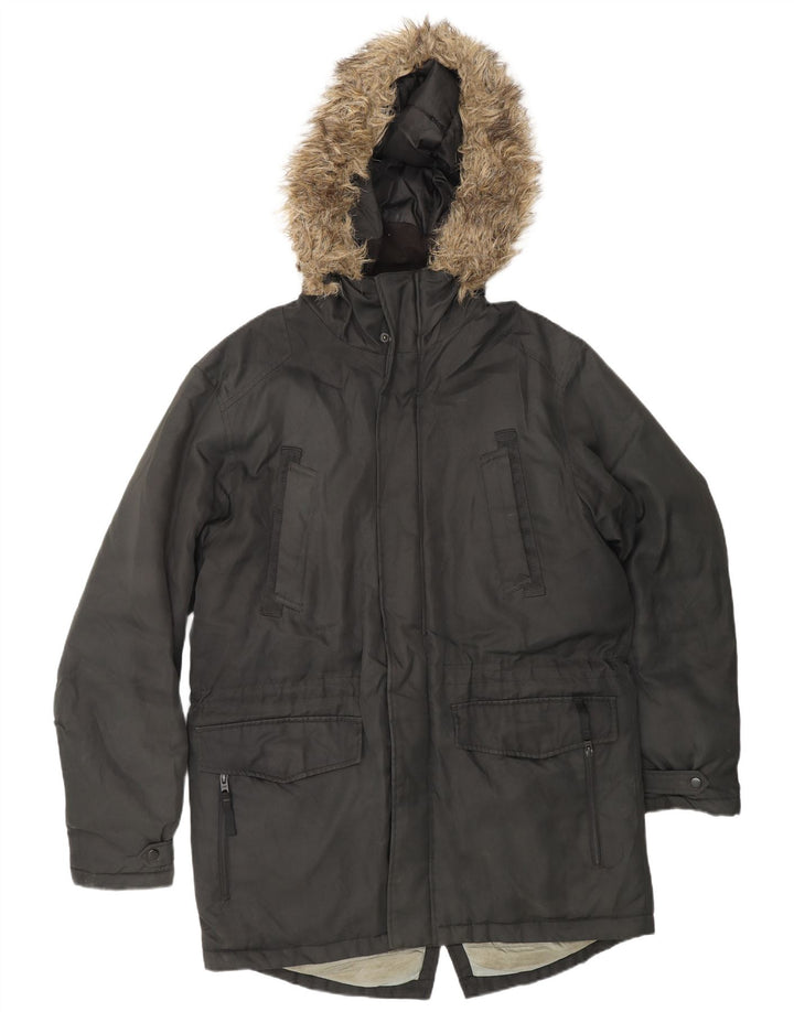 Jachetă parka cu glugă pentru bărbați JACK & JONES UK 40 Large Black