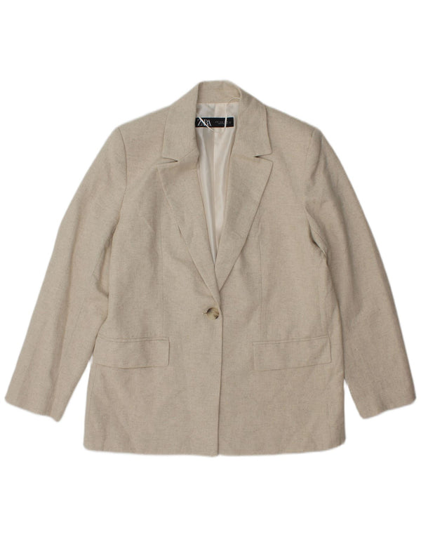Jachetă Blazer pentru femei Zara, cu 1 nasture, UK 14 Medium Bej Acetat în oase
