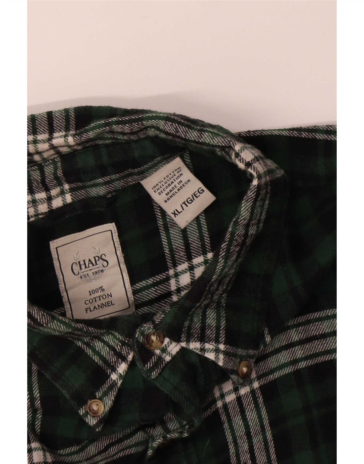 Cămașă de flanel pentru bărbați Chaps XL, bumbac cu carouri verde