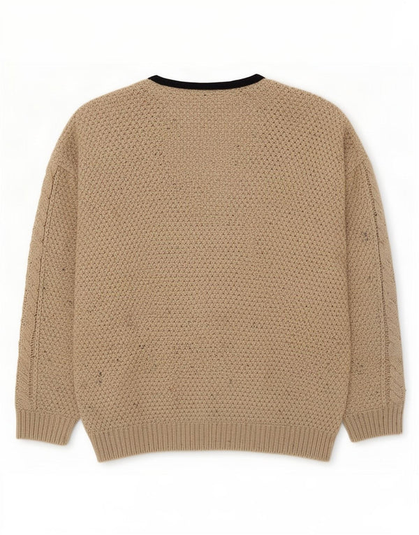Vintage Mens Cardigan Sweater Large Beige Wool