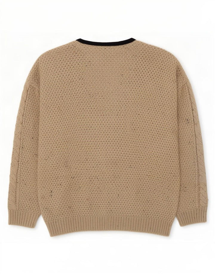 Cardigan Vintage pentru bărbați, lână mare, bej