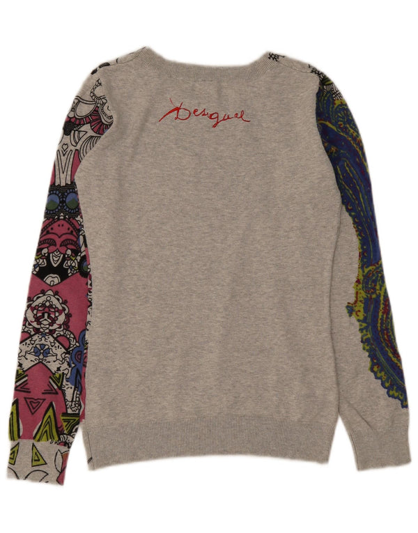 Pulover Desigual pentru femei, cu grafică, cu gât de barcă, UK 10 Small, Gri Paisley