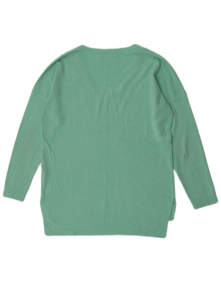 Pulover cu decolteu în V pentru femei Marks & Spencer UK 12 Acrilic verde mediu