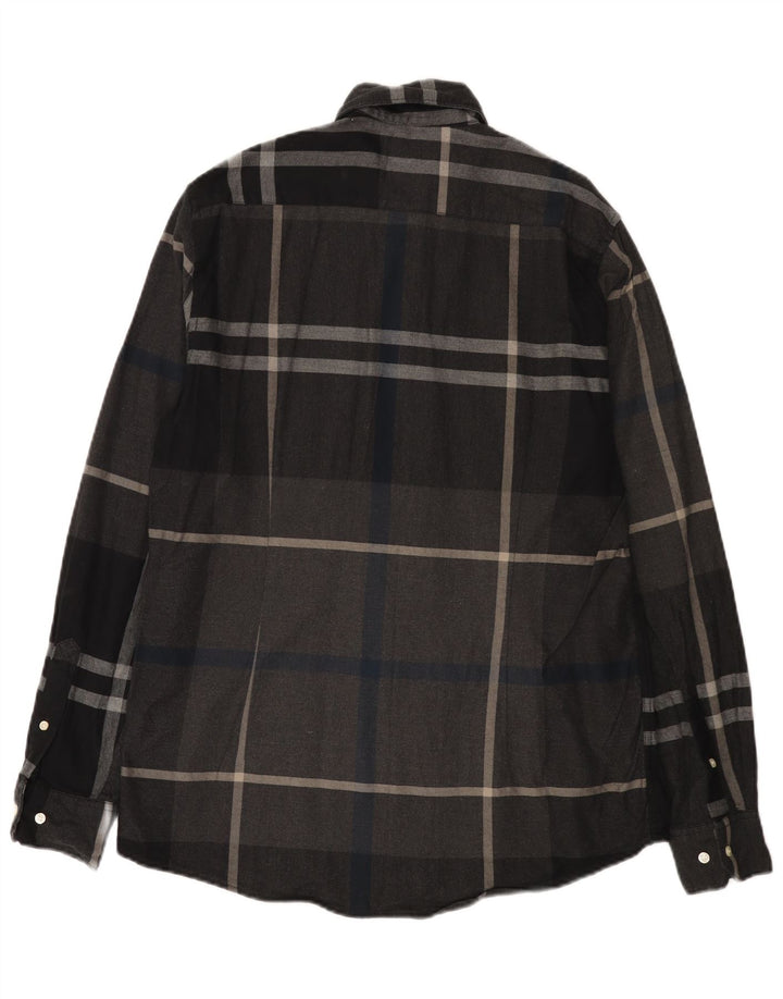 Cămașă de flanel pentru bărbați Barbour, croită, din bumbac cu carouri, gri mediu