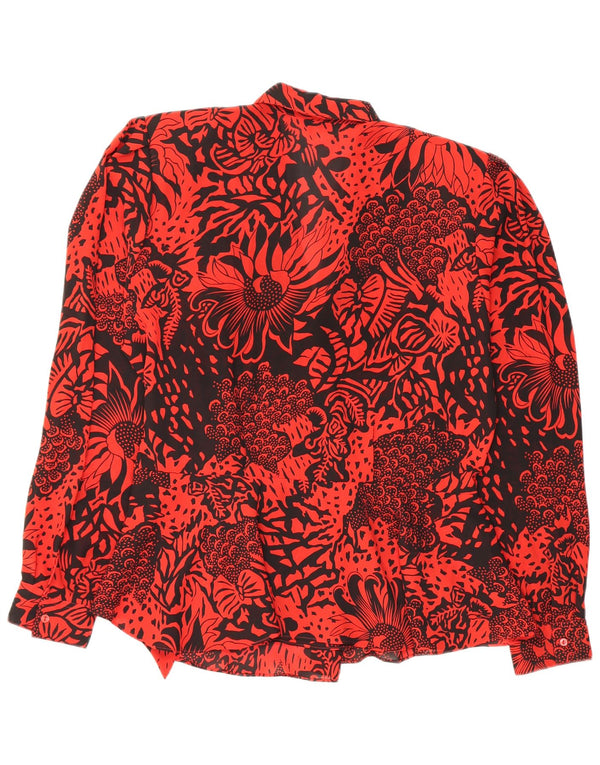 Bluză cămașă cu papion supradimensionată pentru femei VINTAGE EU 36 Mic Roșu Floral