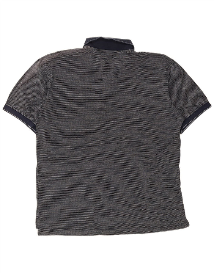 IZOD Mens Polo Shirt Medium Navy Blue Check Cotton