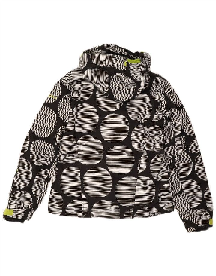 ROXY Womens Hooded Windbreaker Jacket UK 14 Medium Black Geometric