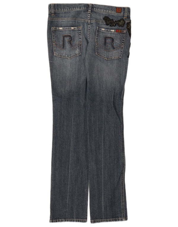 Roccobarocco Blugi Bootcut Femei IT 42 Medium W28 L32 Blue Floral