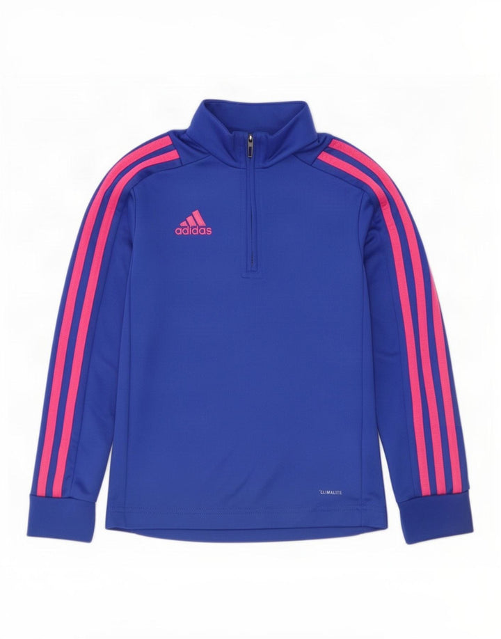 Adidas Fete Climalite Zip Neck Pullover Trening Top 7-8 Ani Albastru