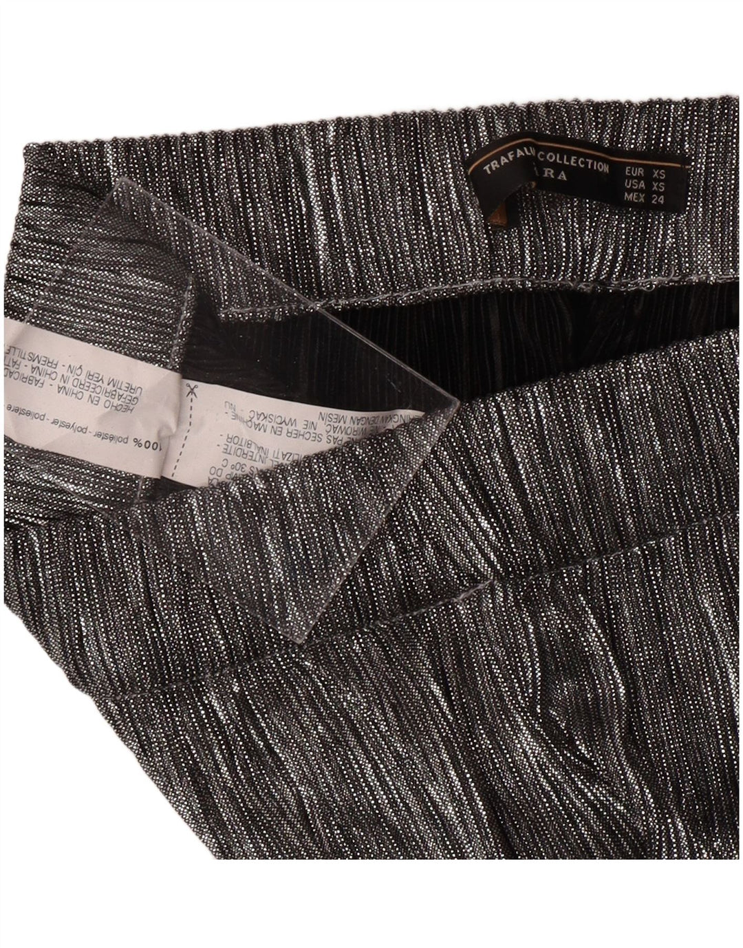 Pantaloni Capri pentru femei ZARA XS W24 L20 Poliester argintiu