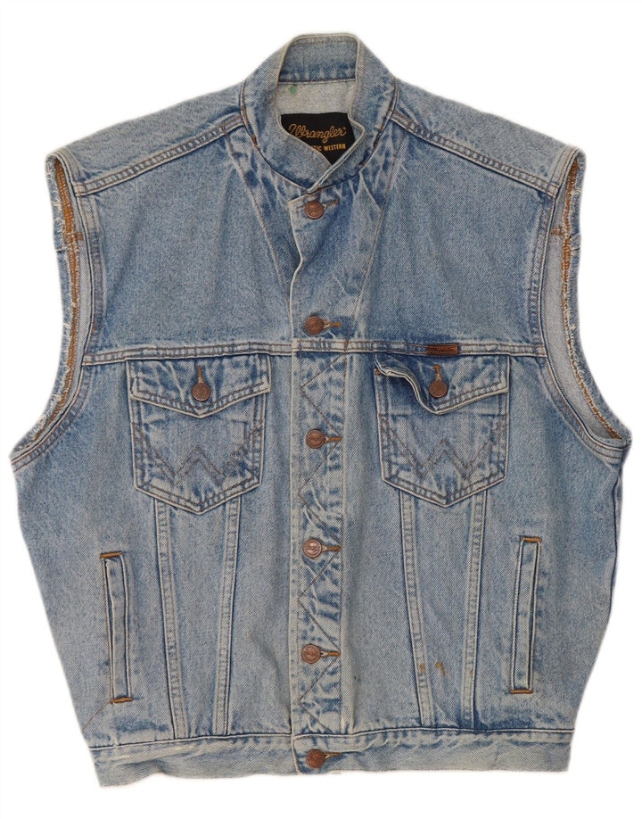 Gilet de denim WRANGLER pentru bărbați, cu tăiere largă, UK 36, bumbac albastru mic