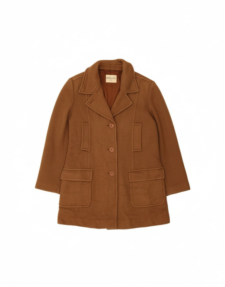MAX & CO. Womens Overcoat UK 12 Medium  Brown Wool