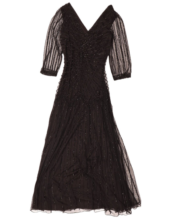 Pisarro Nights Rochie Maxi din dantelă cu mâneci 3/4 pentru femei EU 38 Medium Black Rayon