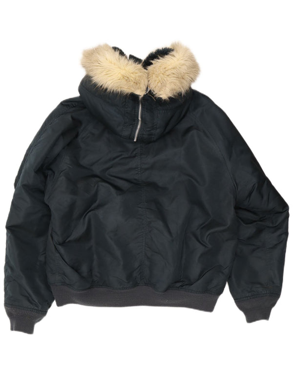 Rifle Mens Type G-1 Hooded Bomber Jacket UK 40 Large Navy Blue