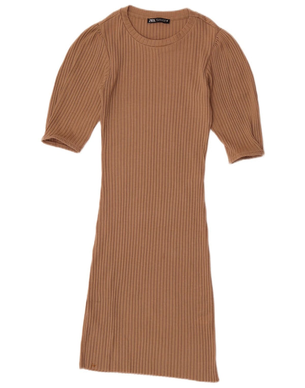 Rochie Bodycon pentru Damă Zara UK 8 Mic Bej Poliester