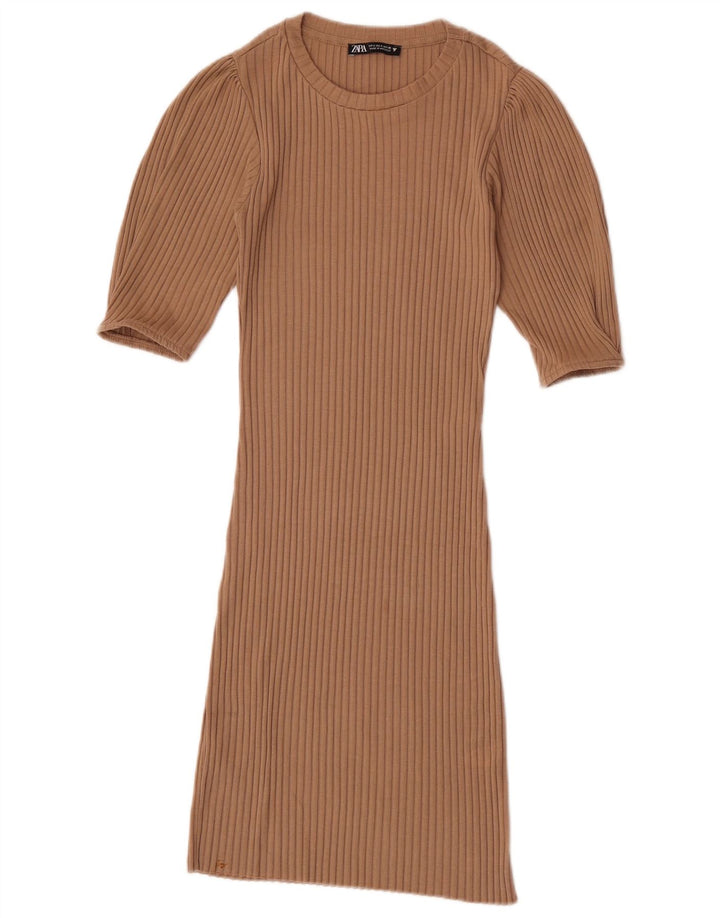 Rochie Bodycon pentru Damă Zara UK 8 Mic Bej Poliester