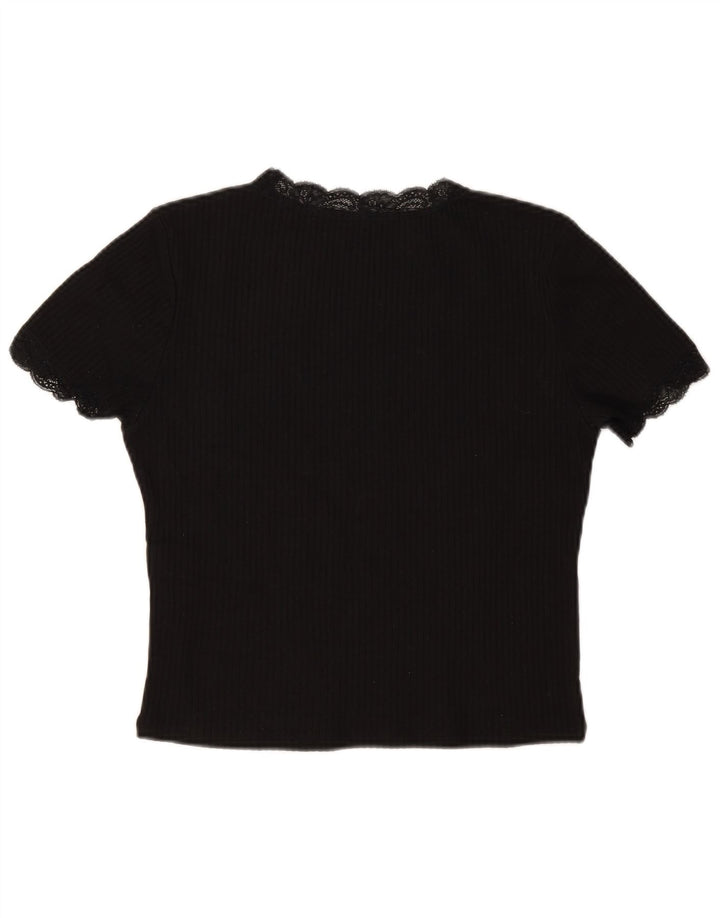 Bluză de top pentru femei Zara UK 14, mare, negru, bumbac