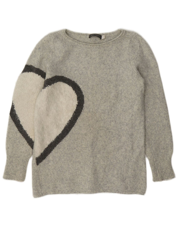 MINT VELVET Pulover cu decolteu cu barca cu grafic pentru femei UK 10 Small Gri